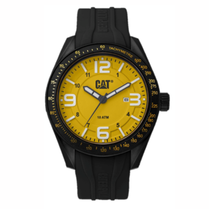 CAT Oceania LQ-161-21-732 Black Silicon Strap with Yellow Dial Analog Men's Watch 